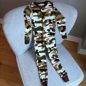 Lazy One Camo Print Kids One-Piece Pajama - Green/Brown